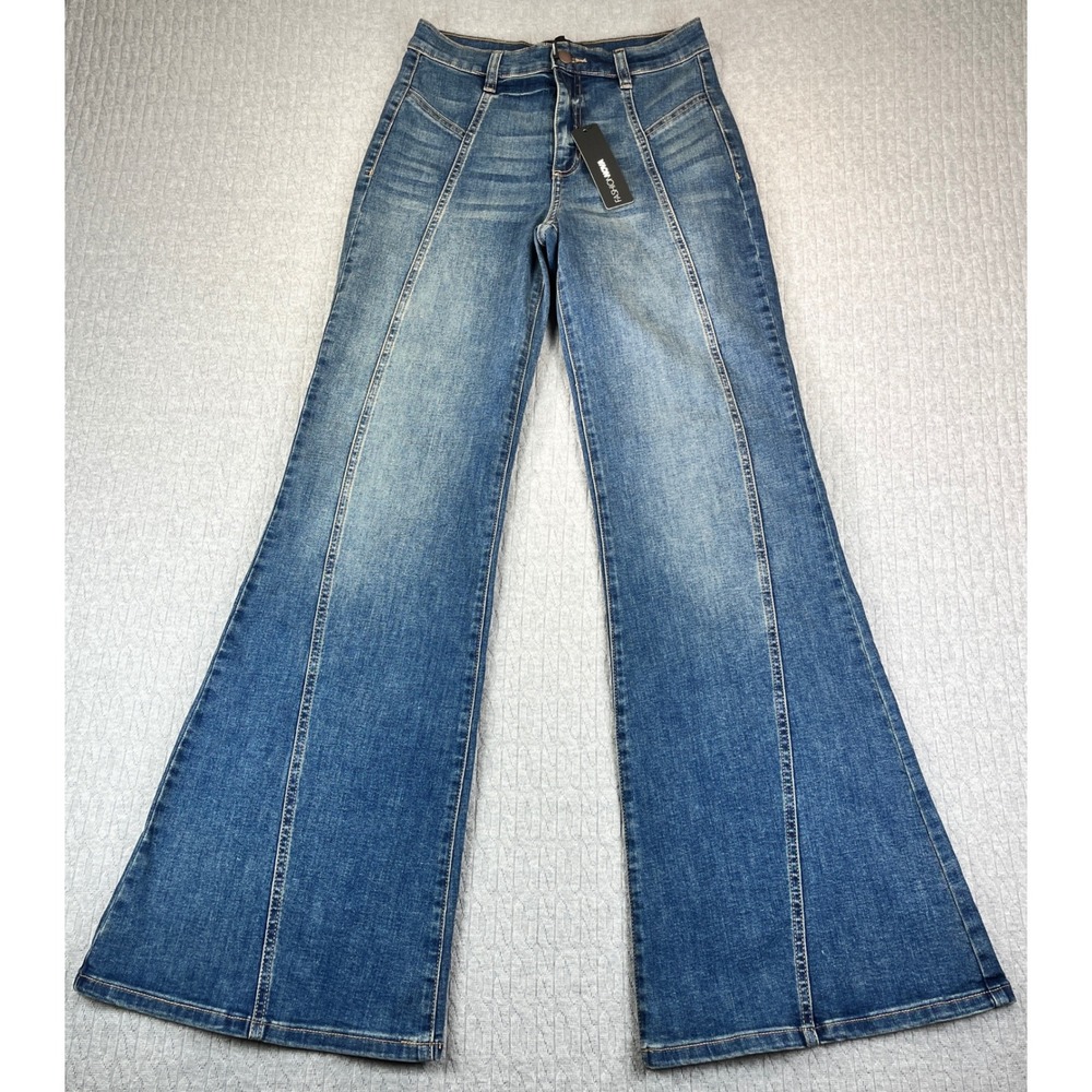 New Bootcut Flare Leg Fashion Nova Dress Jeans Women 7/26X32 1/2 high rise Disco